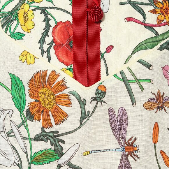 GUCCI DRESS LINEN FLORA PRINT KIMINO STYLE ASYMMETRIC SKIRT - Picture 10 of 11